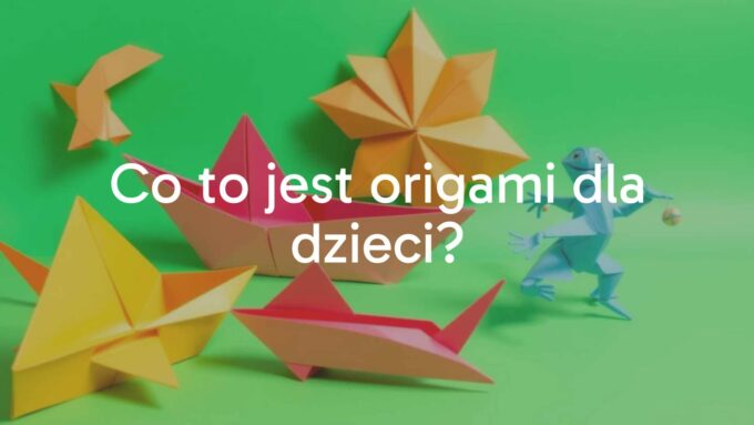 Colorful origami animals and shapes like a boat, airplane, and jumping frog made from folded paper, bright and cheerful style, playful and creative vibe.