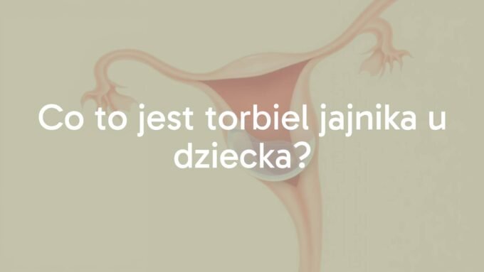 A medical illustration of an ovarian cyst in a child, showing a fluid-filled sac in the ovary, soft pastel colors, educational and calm vibe.