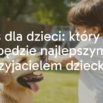 A happy child playing with a friendly golden retriever in a sunny backyard, joyful atmosphere, realistic style.