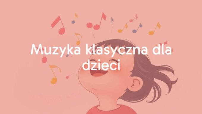 A joyful child listening to classical music, colorful musical notes floating in the air, soft pastel background, whimsical and educational vibe, illustration style.