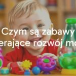 A smiling child playing with colorful educational toys, engaging in speech development activities, bright and cheerful atmosphere, illustration style.