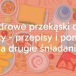 A colorful arrangement of healthy school snacks, including fresh fruits, nuts, sandwiches, and yogurt, on a wooden table, bright and inviting, illustrative style.