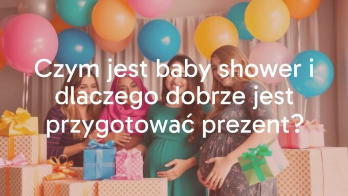 Joyful baby shower celebration with gifts, balloons, and a smiling pregnant woman surrounded by friends, bright colors, festive atmosphere, realistic.