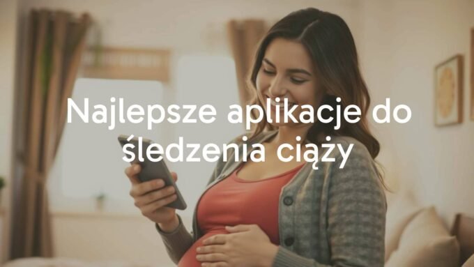 A happy pregnant woman holding a smartphone with a pregnancy tracking app on the screen, cozy home environment, soft and warm lighting, realistic style.